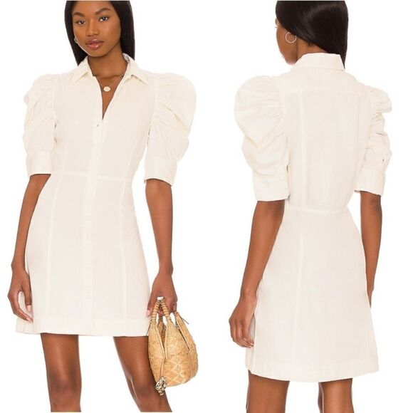 NWT $398 FRAME Gillian Puff Sleeve Mini Dress - Picture 1 of 12